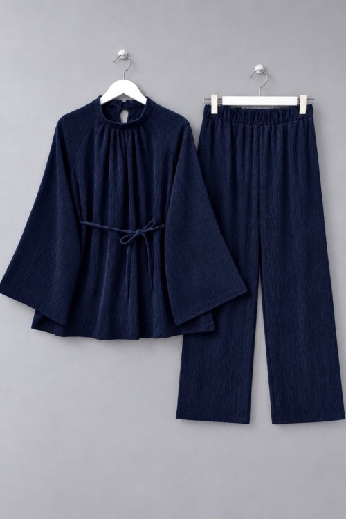 Casual Pantolonlu Kadife Takım Lacivert