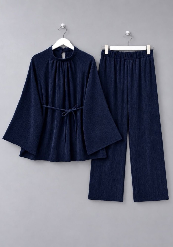 Casual Pantolonlu Kadife Takım Lacivert