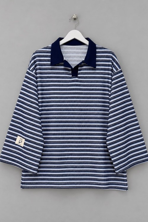 Selanik Çizgili Sweatshirt Lacivert
