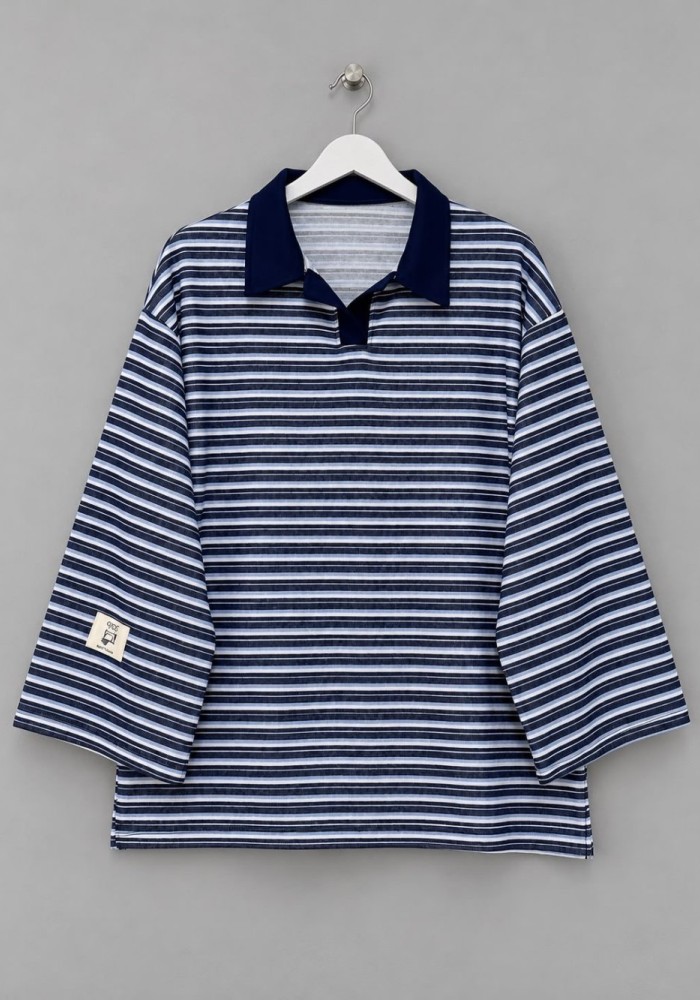 Selanik Çizgili Sweatshirt Lacivert