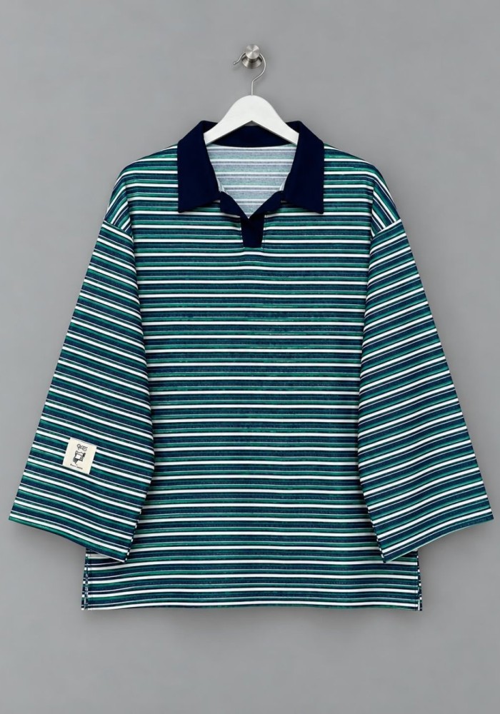 Selanik Çizgili Sweatshirt Yeşil