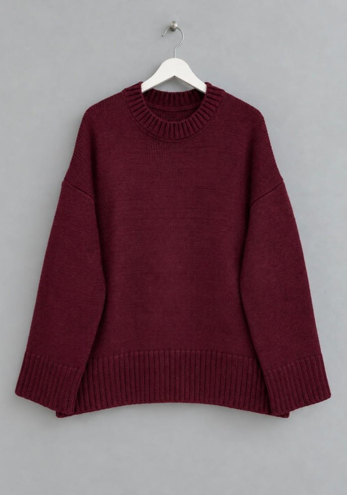 Oversize Pinterest Kazak Bordo
