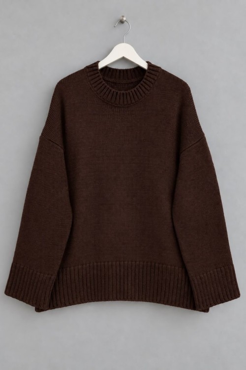 Oversize Pinterest Kazak Koyu Kahverengi