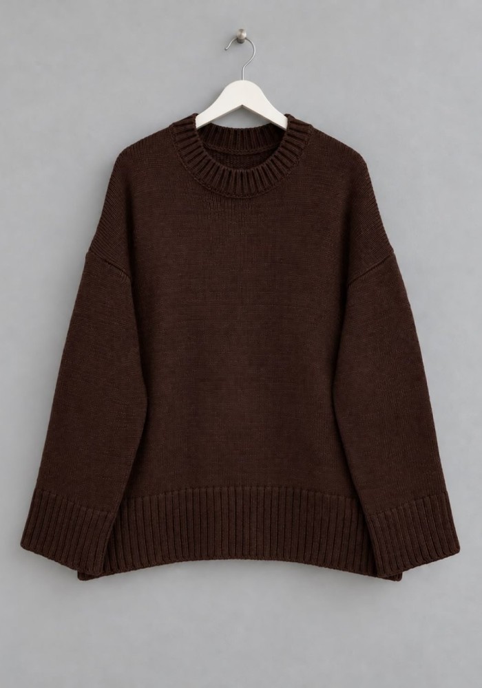 Oversize Pinterest Kazak Koyu Kahverengi