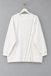 Asimetrik Fermuar Detaylı Sweatshirt Ekru