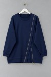 Asimetrik Fermuar Detaylı Sweatshirt Lacivert
