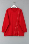 Asimetrik Fermuar Detaylı Sweatshirt Kırmızı