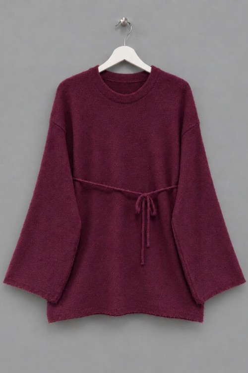 Oversize Yumoş Kazak Bordo