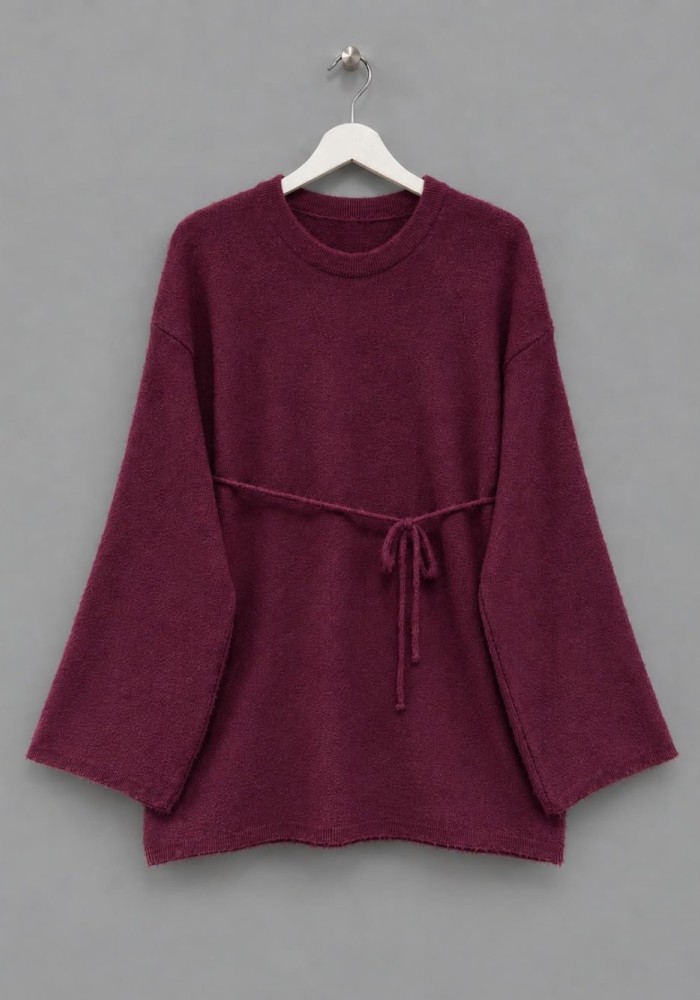 Oversize Yumoş Kazak Bordo