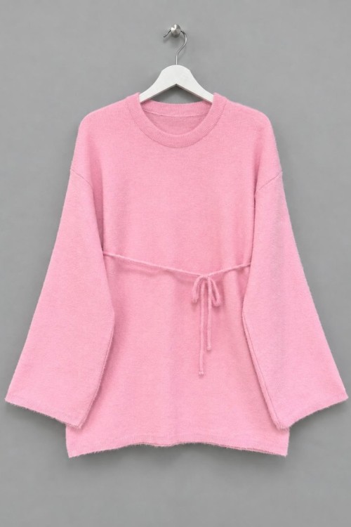 Oversize Yumoş Kazak Pembe