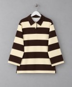Şeritli Yakalı Sweatshirt Koyu Kahverengi