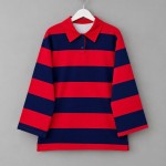 Şeritli Yakalı Sweatshirt Kırmızı