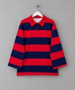 Şeritli Yakalı Sweatshirt Kırmızı