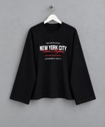 Baskılı İnterlok Sweatshirt Siyah