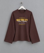 Baskılı İnterlok Sweatshirt Kahverengi