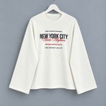 Baskılı İnterlok Sweatshirt Beyaz