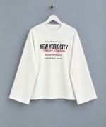 Baskılı İnterlok Sweatshirt Beyaz