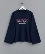 Baskılı İnterlok Sweatshirt Lacivert