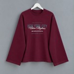 Baskılı İnterlok Sweatshirt Bordo