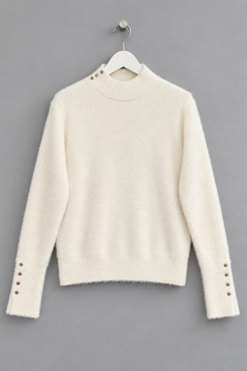 Fuzzy Angora Bluz Ekru
