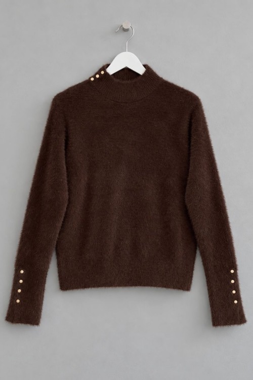 Fuzzy Angora Bluz Acı Kahve