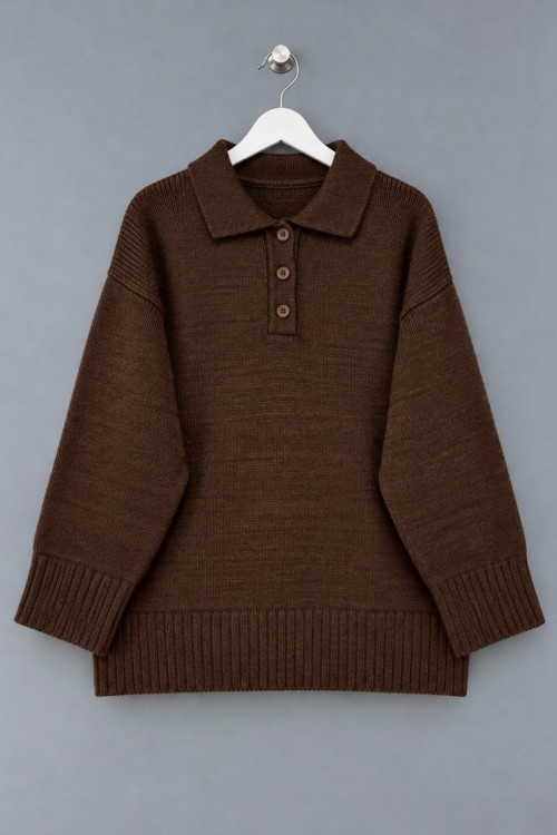 Polo Yaka Pinterest Kazak Acı Kahve