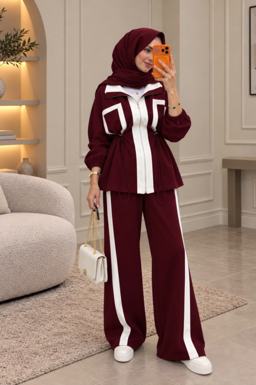 Cep Detaylı Oysh Takım Bordo