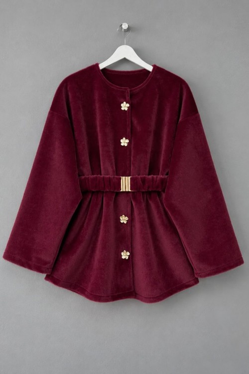Kemerli Fox Ceket Bordo