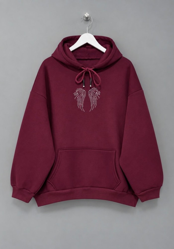 Angel Taş Baskılı Sweatshirt Bordo