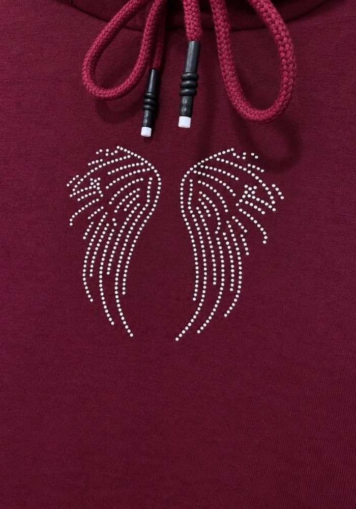 Angel Taş Baskılı Sweatshirt Bordo