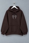 Angel Taş Baskılı Sweatshirt Acı Kahve