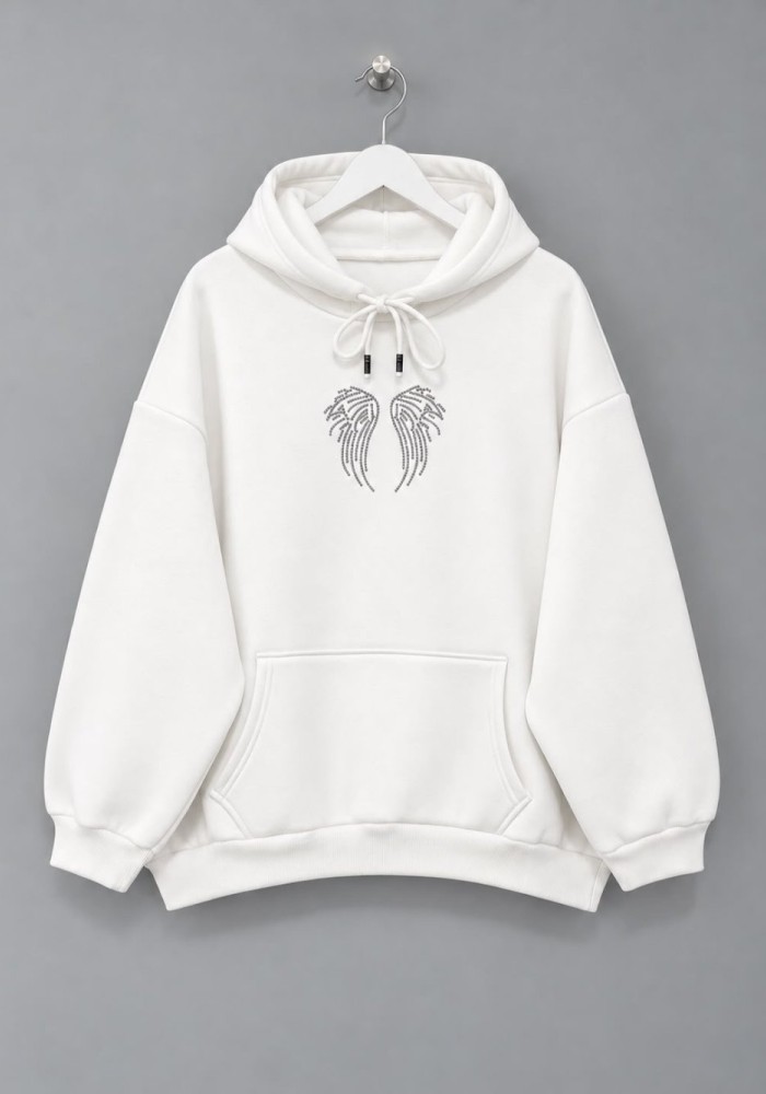 Angel Taş Baskılı Sweatshirt Ekru