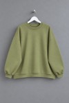 Bisiklet Yaka Salaş Sweatshirt Yeşil