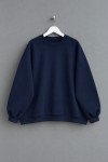 Bisiklet Yaka Salaş Sweatshirt Koyu Lacivert