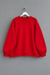 Bisiklet Yaka Salaş Sweatshirt Kırmızı