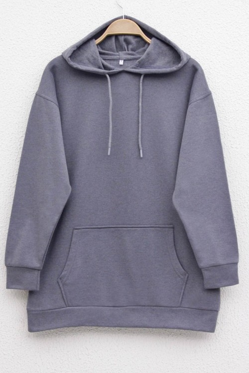 Kanguru Cep Kapüşonlu Sweatshirt Antrasit