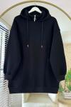 Torba Cepli Üç İplik Sweatshirt Siyah
