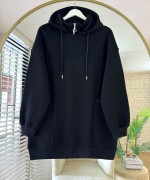 Torba Cepli Üç İplik Sweatshirt Siyah