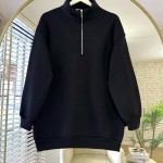 Yarım Fermuarlı Üç İplik Sweatshirt Siyah