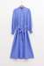 Boydan Düğmeli Kuşaklı Elbise Mavi