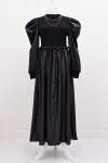 Deri Görünümlü Triko Detaylı Elbise Siyah