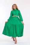 Hasır Kemerli Elbise Yeşil