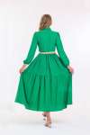 Hasır Kemerli Elbise Yeşil