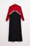 Seyran Triko Elbise Kırmızı Siyah
