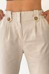Katlamalı Paça Düğme Detay Gabardin Pantolon Taş Rengi